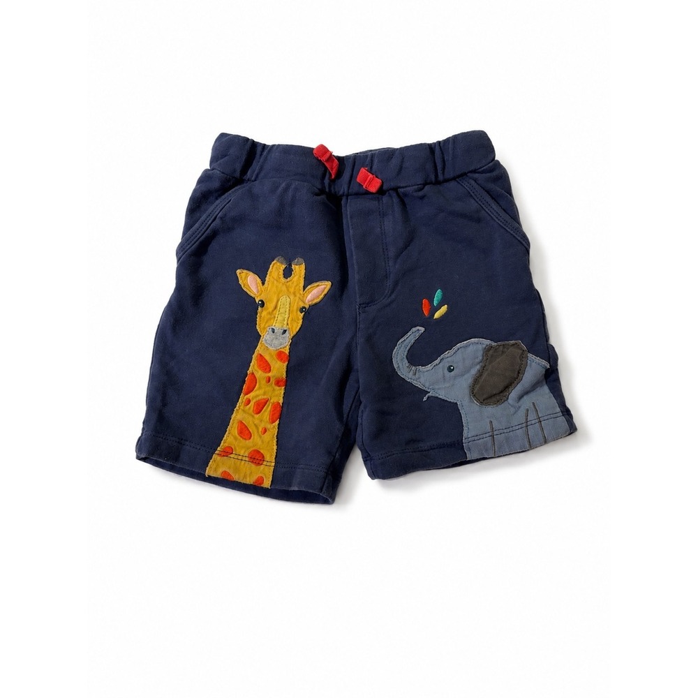 Baby Boden Boys Navy Safari Animal Applique Jersey Shorts 2-3Y